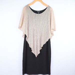 Enfocus Studios | Gold Sheer V-Shawl Sheath Dress